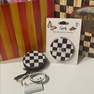 MacKenzie-Childs Black and White Check Compact Mirror & Pouch Set